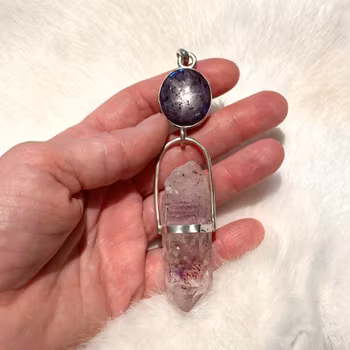 The cosmic grandmothers - Star Sapphire with amazing Brandenberg Amethyst