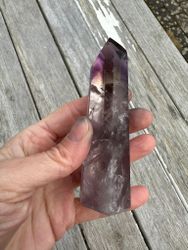 Ametrine tower with hematite, top quality