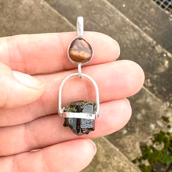 Oracle of the Golden Dragon- fire Agate with Epidote.