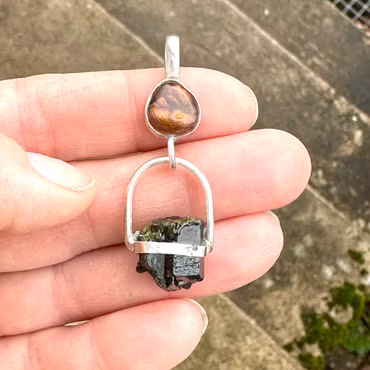 Oracle of the Golden Dragon- fire Agate with Epidote.