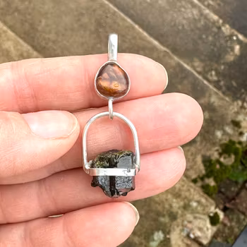 Oracle of the Golden Dragon- fire Agate with Epidote.
