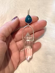 Wisdom keeper- Black opal with Clear Quartz Vogel crystal