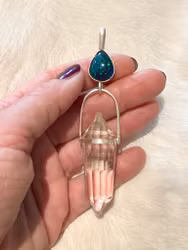 Wisdom keeper- Black opal with Clear Quartz Vogel crystal