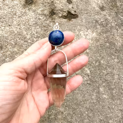 Awakening from the Pleiadies-Lapis lazuli with Smokey Citrine Quartz Vogel crystal.