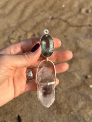 The Illuminated Dragon- Green Amethyst with Brandeberg Amethyst.