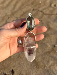 The Illuminated Dragon- Green Amethyst with Brandeberg Amethyst.