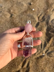 Illuminated Divine Mother Morganite with huge Brandenberg Amethyst