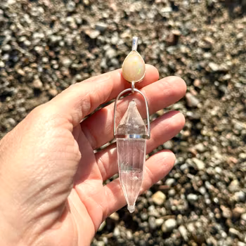 Divine feminine Matrix- White Opal with Clear Quartz Vogel Crystal