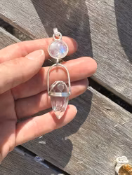 Priestess of the unseen realms- Rainbow moonstone with Dragon Egg.