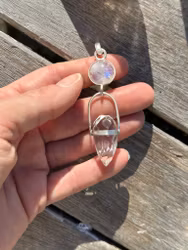 Priestess of the unseen realms- Rainbow moonstone with Dragon Egg.