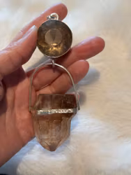 Gracefull living- Shimmering quartz full of inclusions with Lodolite with Rutilated Quartz