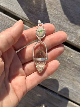 Phoenix  rising- Mexican Fire Opal in Matrix with Citrine Dragon Egg.