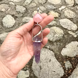 Spiritual love, Divine Femenine-  Morganite with Amethyst Vogel