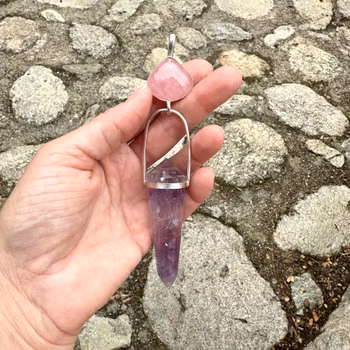 Spiritual love, Divine Femenine-  Morganite with Amethyst Vogel