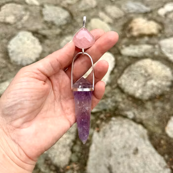 Spiritual love, Divine Femenine-  Morganite with Amethyst Vogel