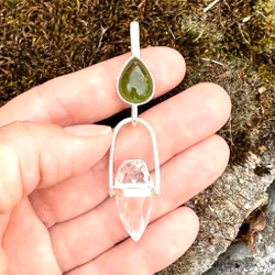 Merlin egg- wisdom of Earth Magic- Green Tourmaline with Clear Quartz Dragon Egg.