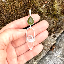 Merlin egg- wisdom of Earth Magic- Green Tourmaline with Clear Quartz Dragon Egg.