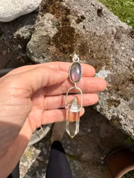 The guardian of the violet flame- Violet Labradorite with naturally double terminated top quality citrine