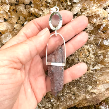 Soul of Mother Earth  guarded by Dragons, Birthing the new- Green Amethyst with naturally double terminated Dragon Blood Lemurian