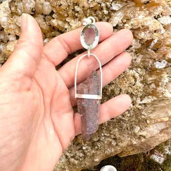 Soul of Mother Earth  guarded by Dragons, Birthing the new- Green Amethyst with naturally double terminated Dragon Blood Lemurian