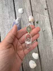 Star child light codes of New Earth- Green aquamarine with clear quartz dragon egg