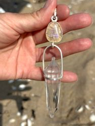 Godess Hathor- Amazing Australian opal with clear Quartz Vogel crystal