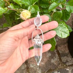 Higher Love light portal- Faceted Morganite with amazing inclusions, with clear Quartz Vogel crystal.