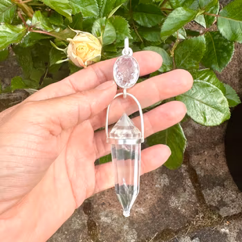 Higher Love light portal- Faceted Morganite with amazing inclusions, with clear Quartz Vogel crystal.