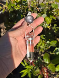 Portal of light-Staff of the Godess- Star Ruby with 24 sided clear quartz Vogel crystal
