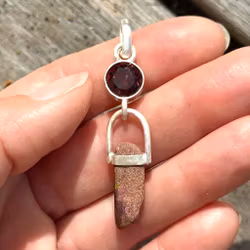 Mary Magdalene-Life Force- Dark faceted pink Tourmaline with raw Boulder Opal