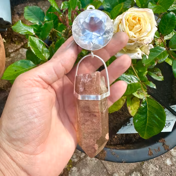 Light portal of Golden Light-codes/Ankh - Clear Quartz with large raw African Citrine