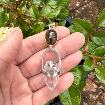 Earth dragon of Merlin- Green/brown Tourmaline with clear Quartz Dragon egg-
