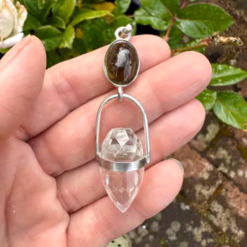 Earth dragon of Merlin- Green/brown Tourmaline with clear Quartz Dragon egg-