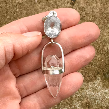 Water dragon of sacred and pure healing- Faceted Aquamarine with clear Quartz Dragon Egg.
