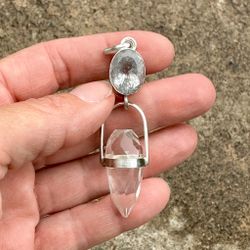 Water dragon of sacred and pure healing- Faceted Aquamarine with clear Quartz Dragon Egg.