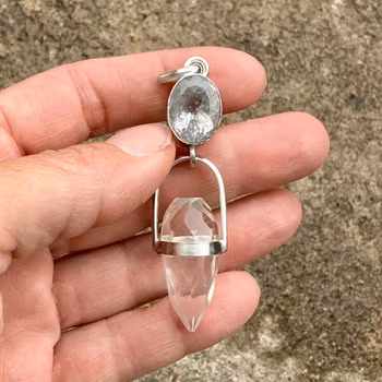 Water dragon of sacred and pure healing- Faceted Aquamarine with clear Quartz Dragon Egg.