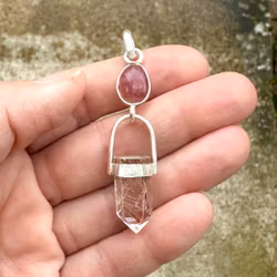 Mother Mary Magdalene-Pink Tourmaline with golden Rutilated Quartz