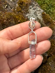Dragon heart and soul- Mexican Fire Opal in Matrix with double pointed Brandenberg Amethyst