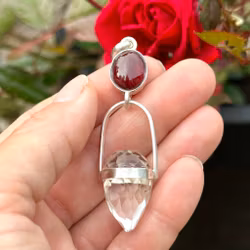 Dragon of life force- Garnet with clear Quartz Dragon egg.