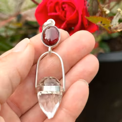 Dragon of life force- Garnet with clear Quartz Dragon egg.