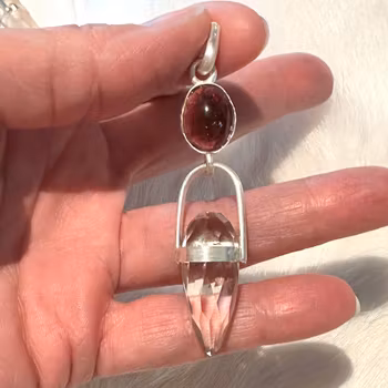 The dragon of the feminine warrior of love and feminine flow- Deep pink Tourmaline with light Smokey Quartz Dragon egg.