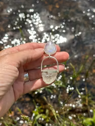 Sacred light codes of water- Rainbow moonstone with raw Aquamarine.