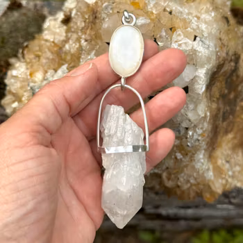 Atlantean white Dragon and Godess of the North- Seashell with Fjällkvarts from Sweden