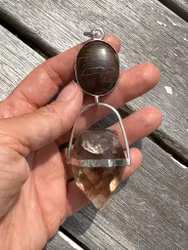 Earth dragon of magical light- Boulder Opal with Smokey Citrine dragon egg