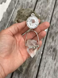 Light portal of the council of white light workers dragon- clear Quartz light portal with Smokey Phantom Dragon egg.