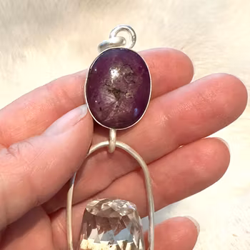 Star Ruby with Clear Quartz Dragon egg-