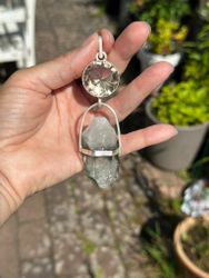Sacred mission of the magical realm- Golden Quartz with raw Lodolite from the Himalayas
