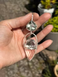 Green dragon of freedom to be born again- Green Amethyst with high frequency clear Quartz dragon egg.