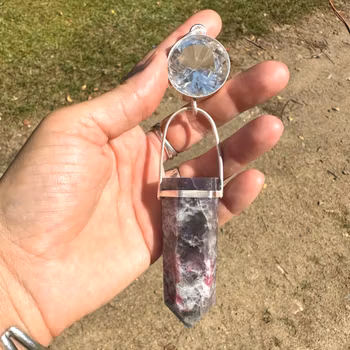 Light portal of the new sacred feminine  Clear Quartz light portal with Tourmaline in Lepidolite