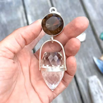 Dragon of Kali- Dark golden Quartz with high frequency clear Quartz dragon egg
